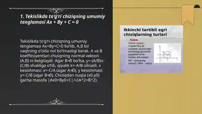 Tekislikda to‘g‘ri chiziqning umumiy tenglamasi 3