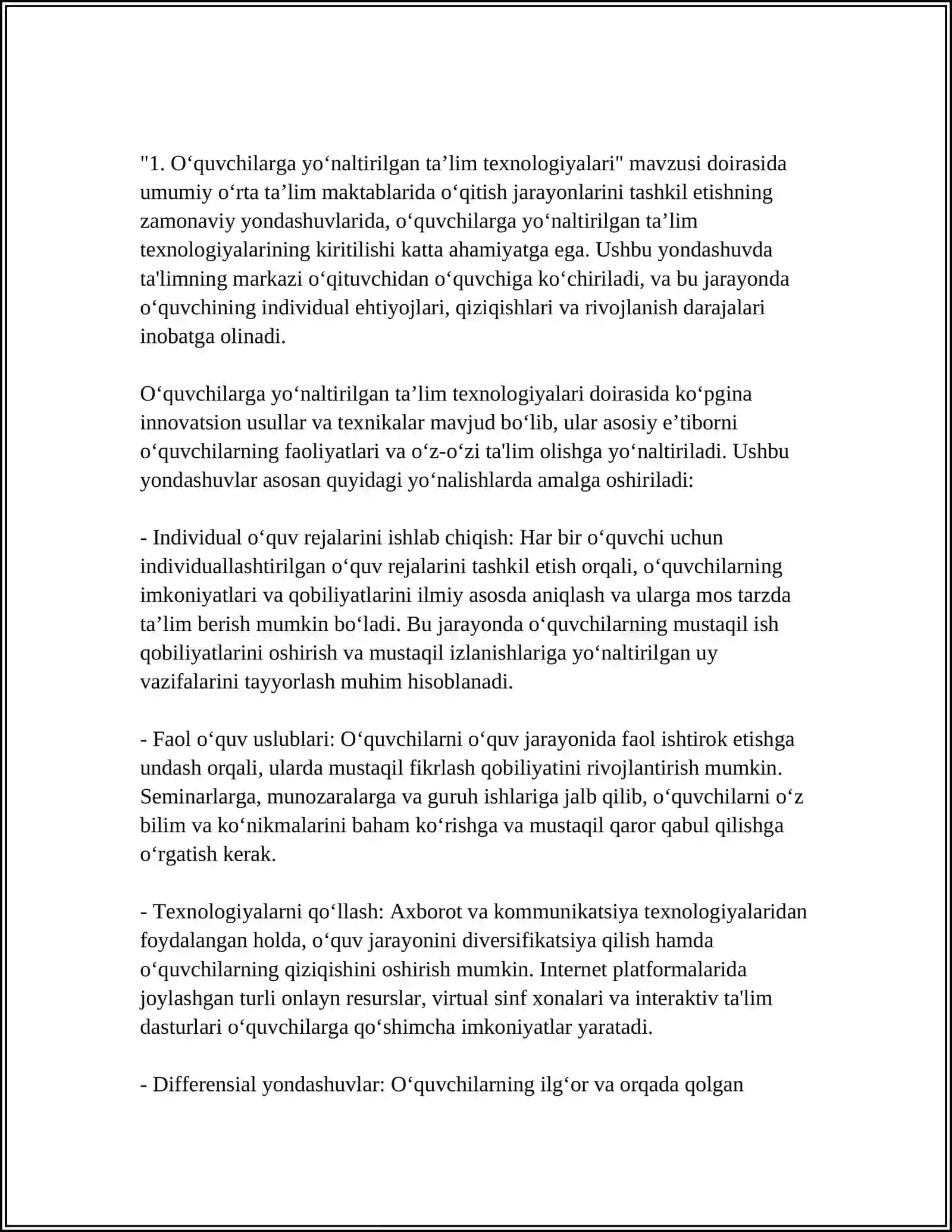 UMUMIY O‘RTA TA’LIM MAKTABLARIDA O‘QITISH JARAYONLARINI TASHKIL ETISHGA DOIR ZAMONAVIY YONDASHUVLAR 3