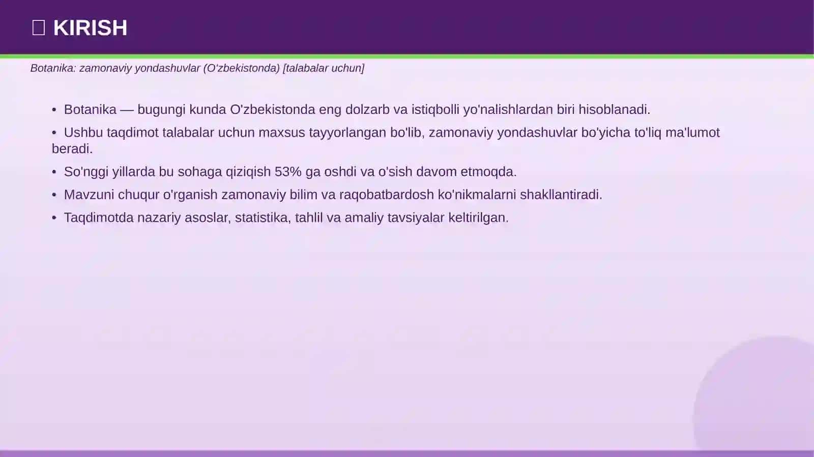 Botanika: Zamonaviy yondashuvlar (O'zbekistonda) [talabalar uchun] 3