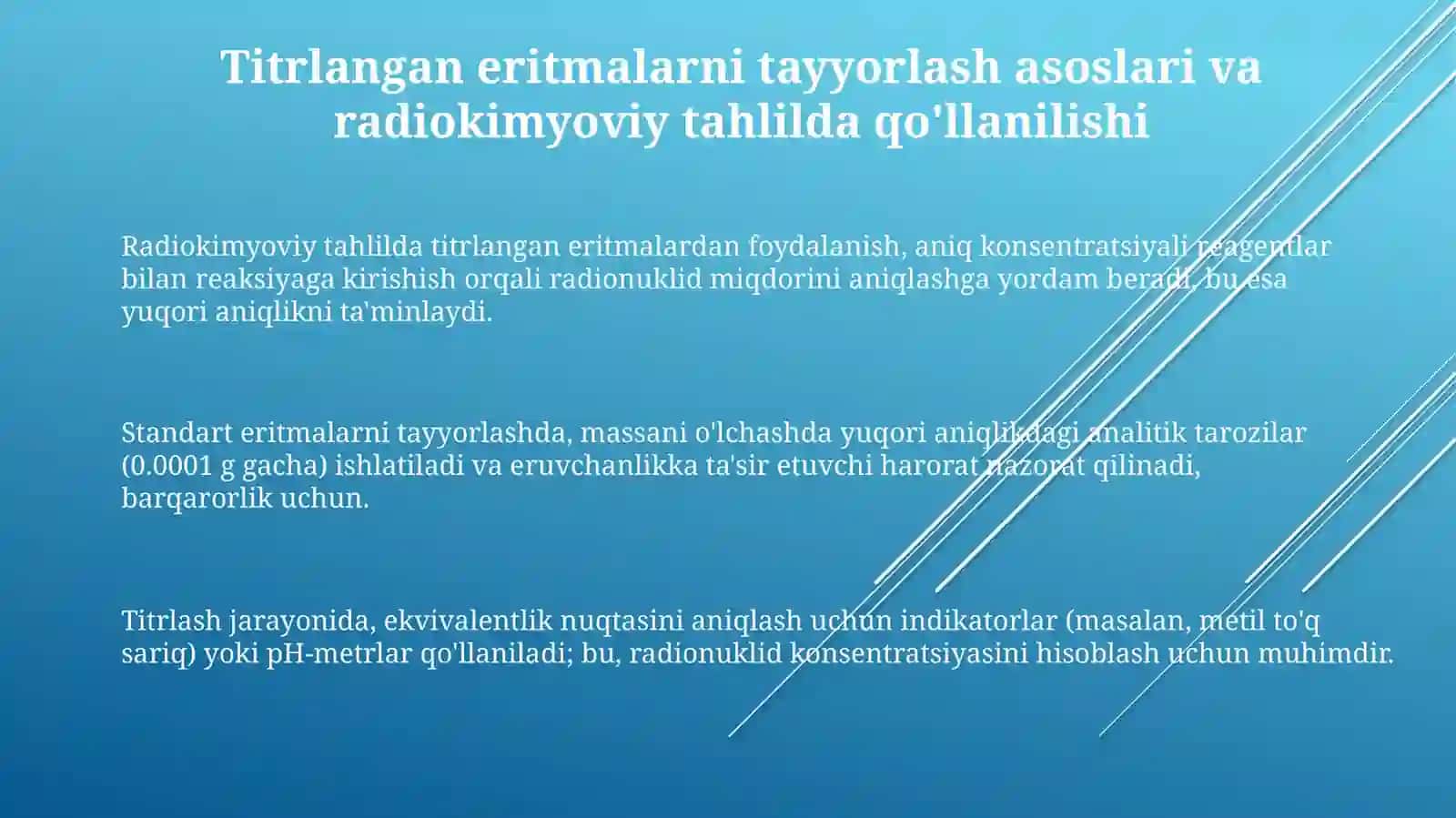 Radiokimyoviy tekshirish uchun titlangan eritmalami tayyorlash 3