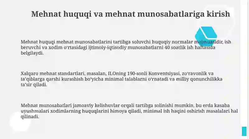 Mehlika Huquq va Mehnat Munosabatlariga Kirish 3