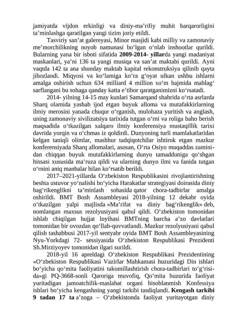 MUSTAQILLIK YILLARIDA O‘ZBEKISTONNING MA’NAVIY VA MADANIY TARAQQIYOTI 3