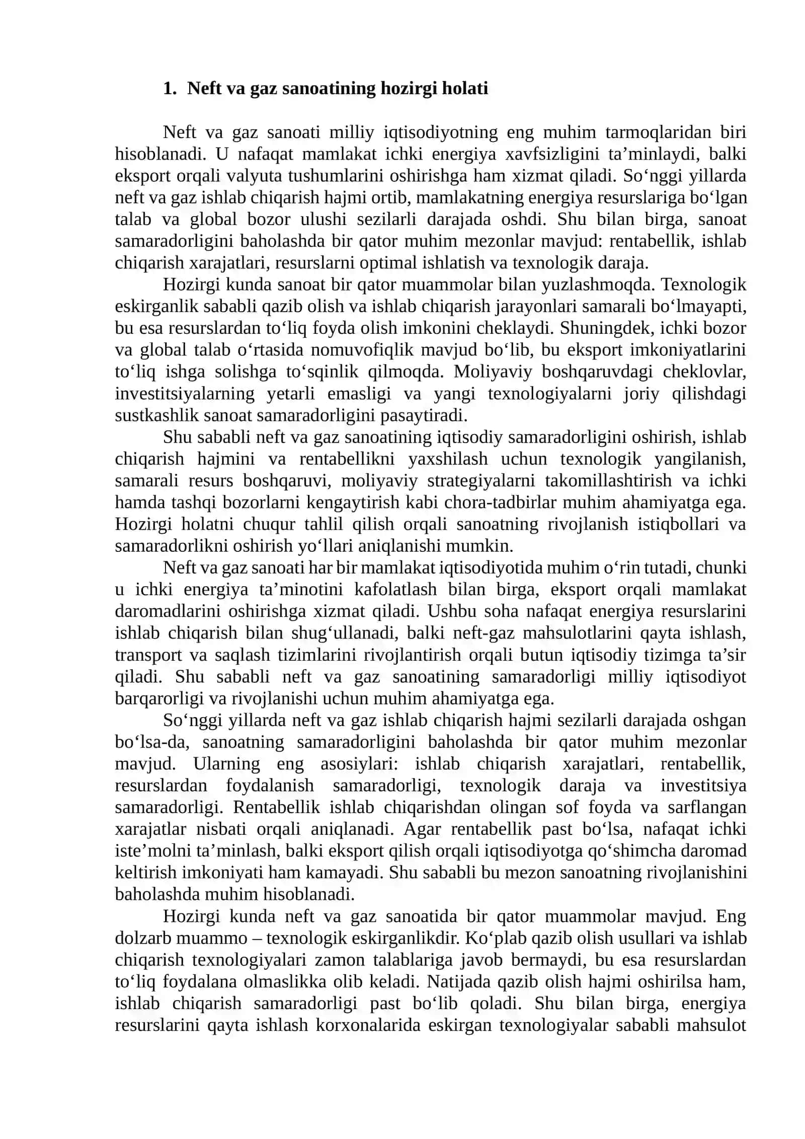 Neft gaz sanoatining iqtisodiy samaradorligini oshirish yollari 3