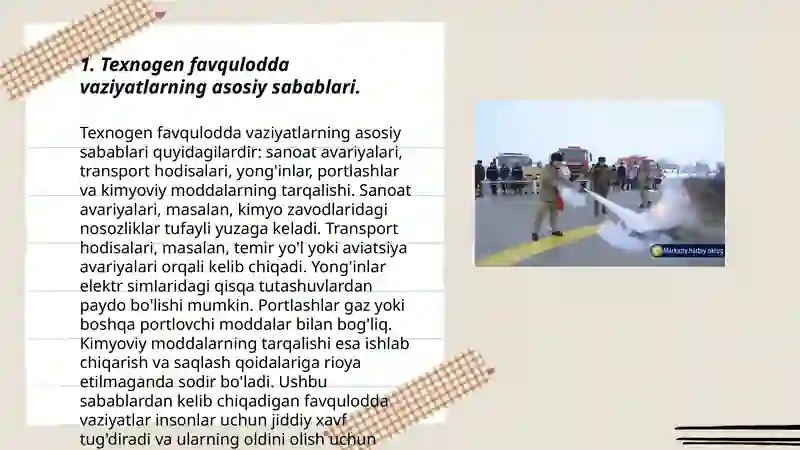 Texnogen hususyatli favqulotdda vaziyatlarni oldini olishga qratilgan profilakatik tadbrlarni o'rganish 3