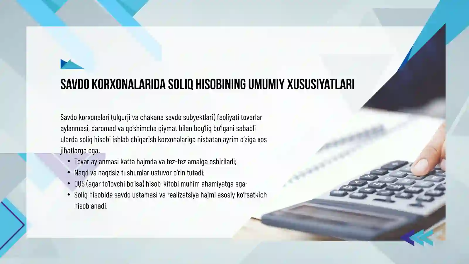 Savdo korxonalarida soliq hisobi 3