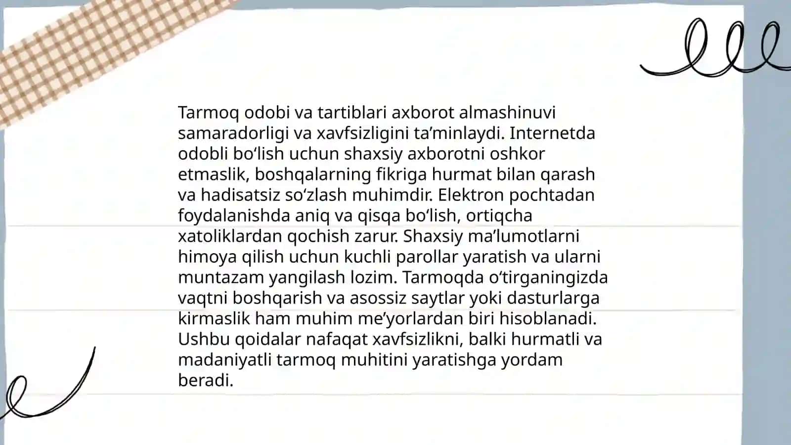 Tarmoq odobi va tartiblari 3