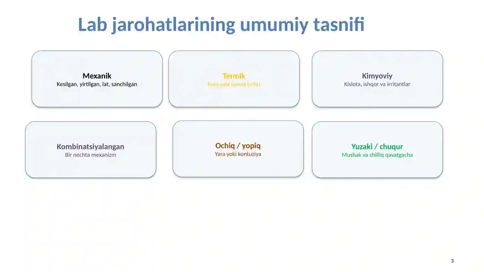 MAVZU:YUQORIVA PASTKI LAB JAROHATLARI 3