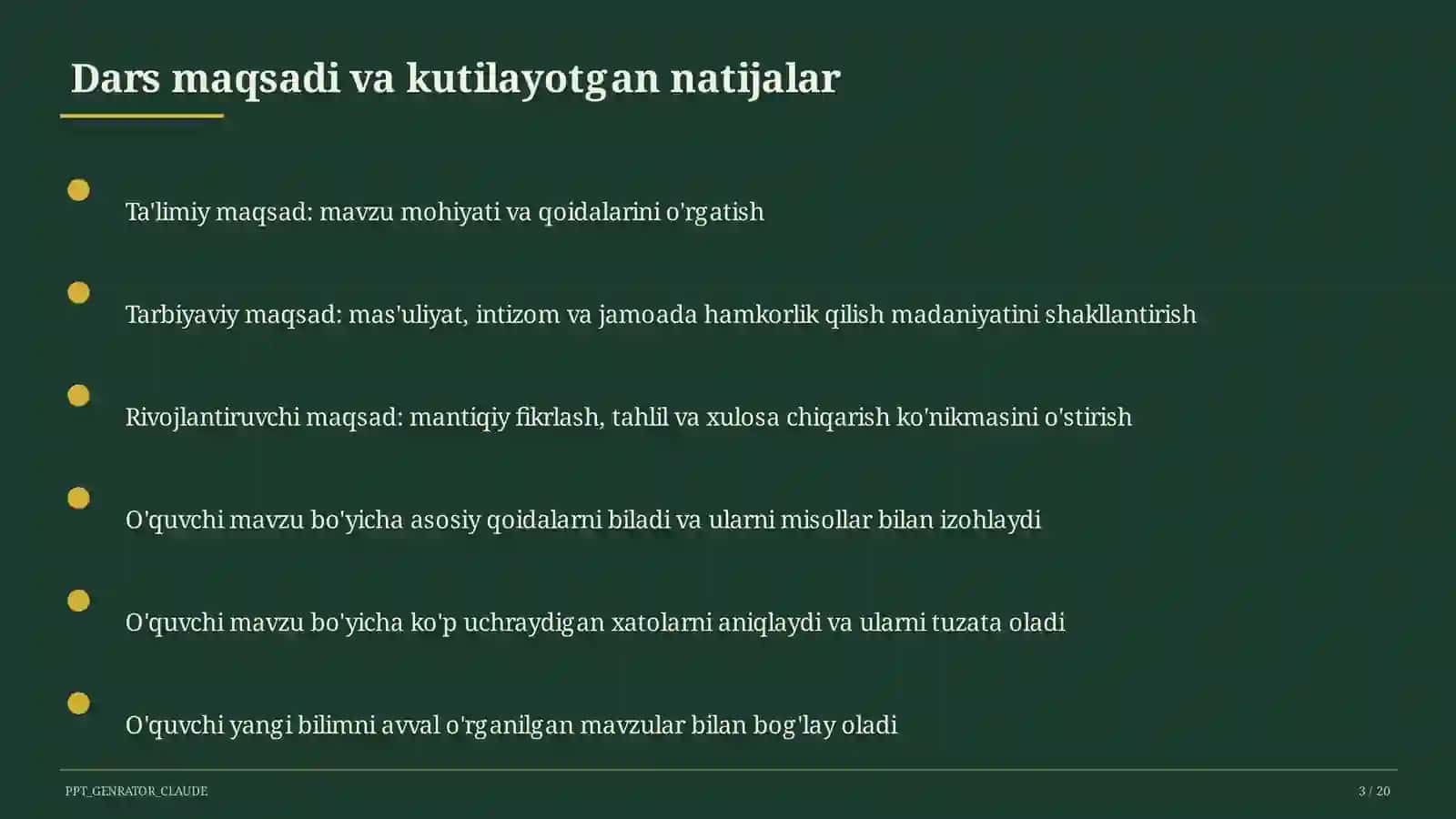 Dars rejasi 3