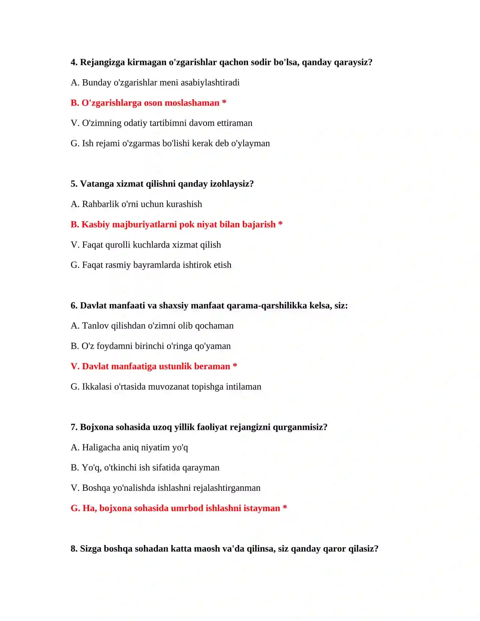 Bojxona imtihon savollari PDF 3