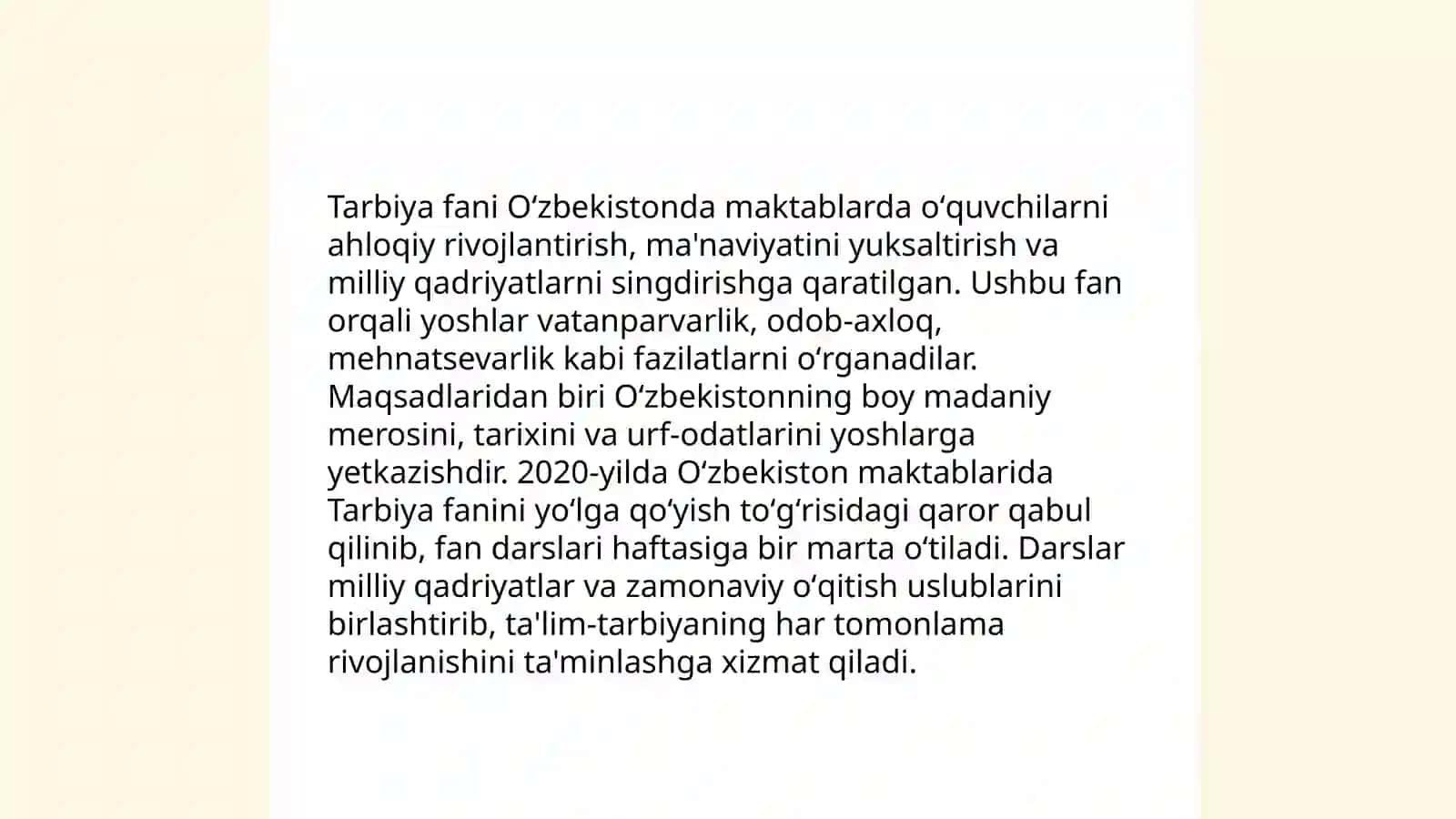 Oʻzbekiston maktablarida Tarbiya fanining tashkil etilishi 3