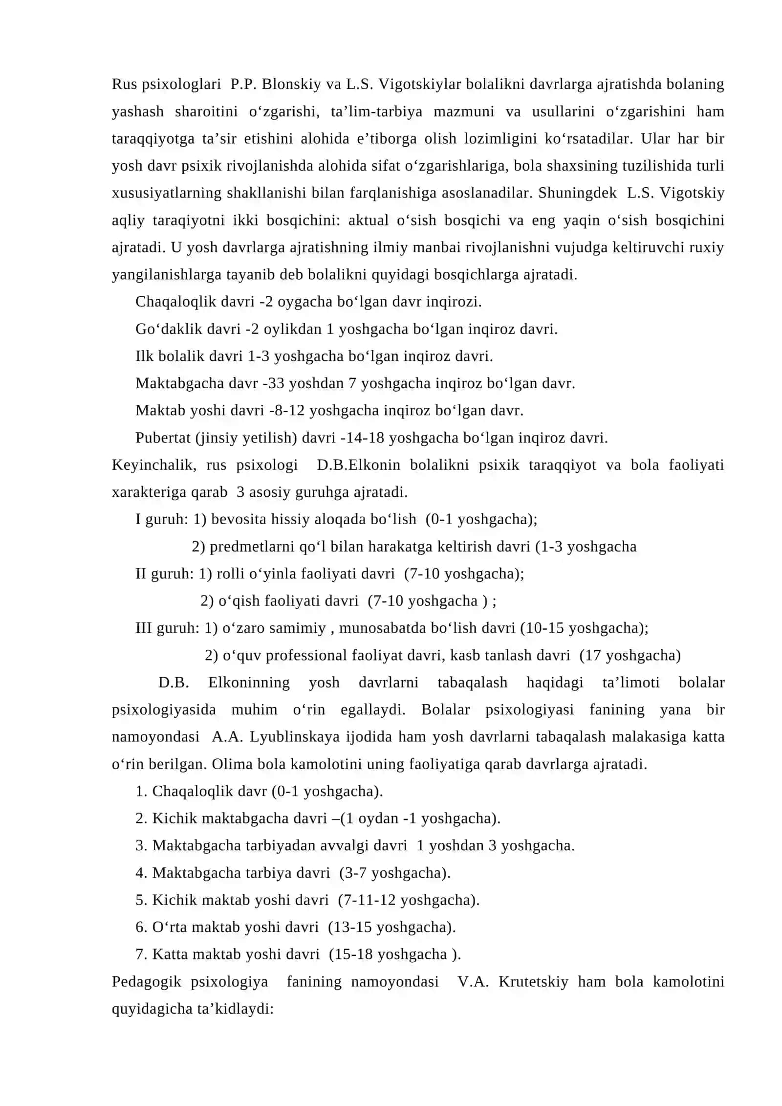 Chaqaloqlik va go‘daklik davrining psixologik xususiyatlarini diagnostika qilish. 3