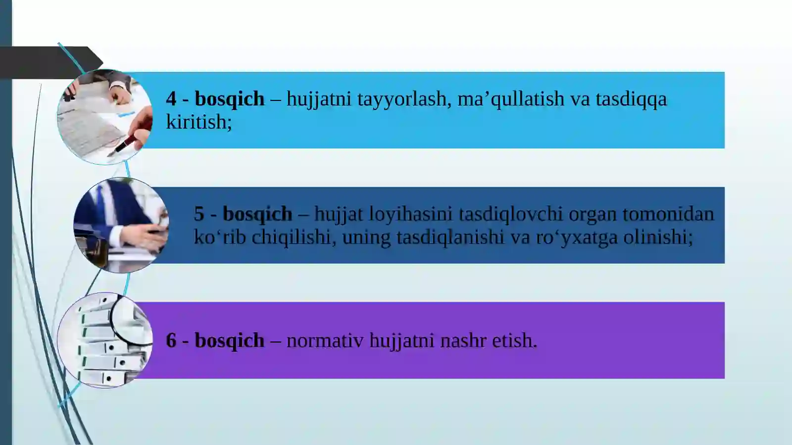 Normativ hujjat tizimini ishlab chiqish, rasmiylashtirish va tasdiqlash 3