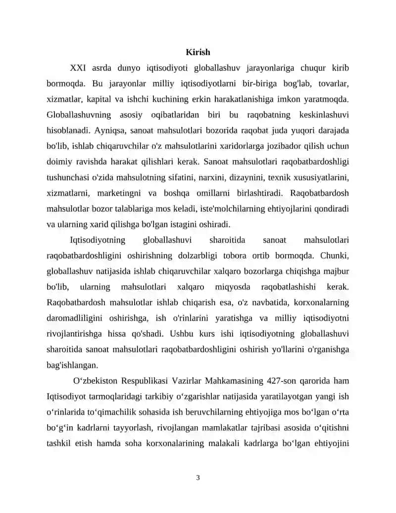 IQTISODIYOTNING GLOBALLASHUVI SHAROITIDA SANOAT MAHSULOTLARI RAQOBATBARDOSHLIGINI OSHIRISH YO‘LLAR 3