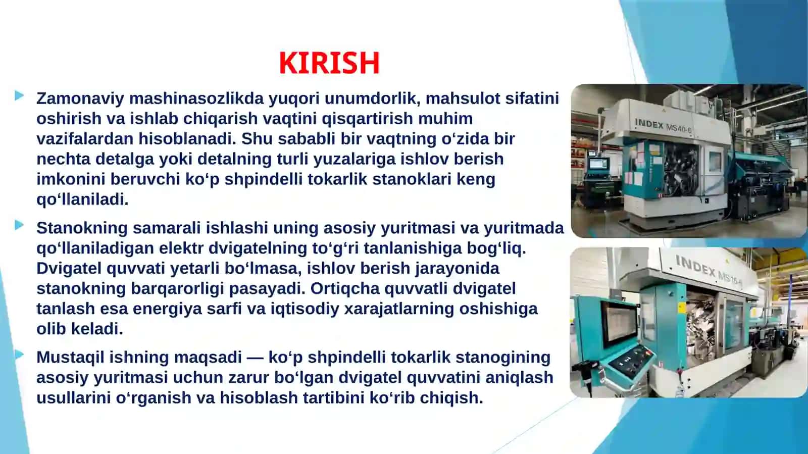 KO‘P SHPINDELLI TOKARLIK STANOGINING ASOSIY YURITMASI DVIGATELINING QUVVATINI HISOBLASH 3
