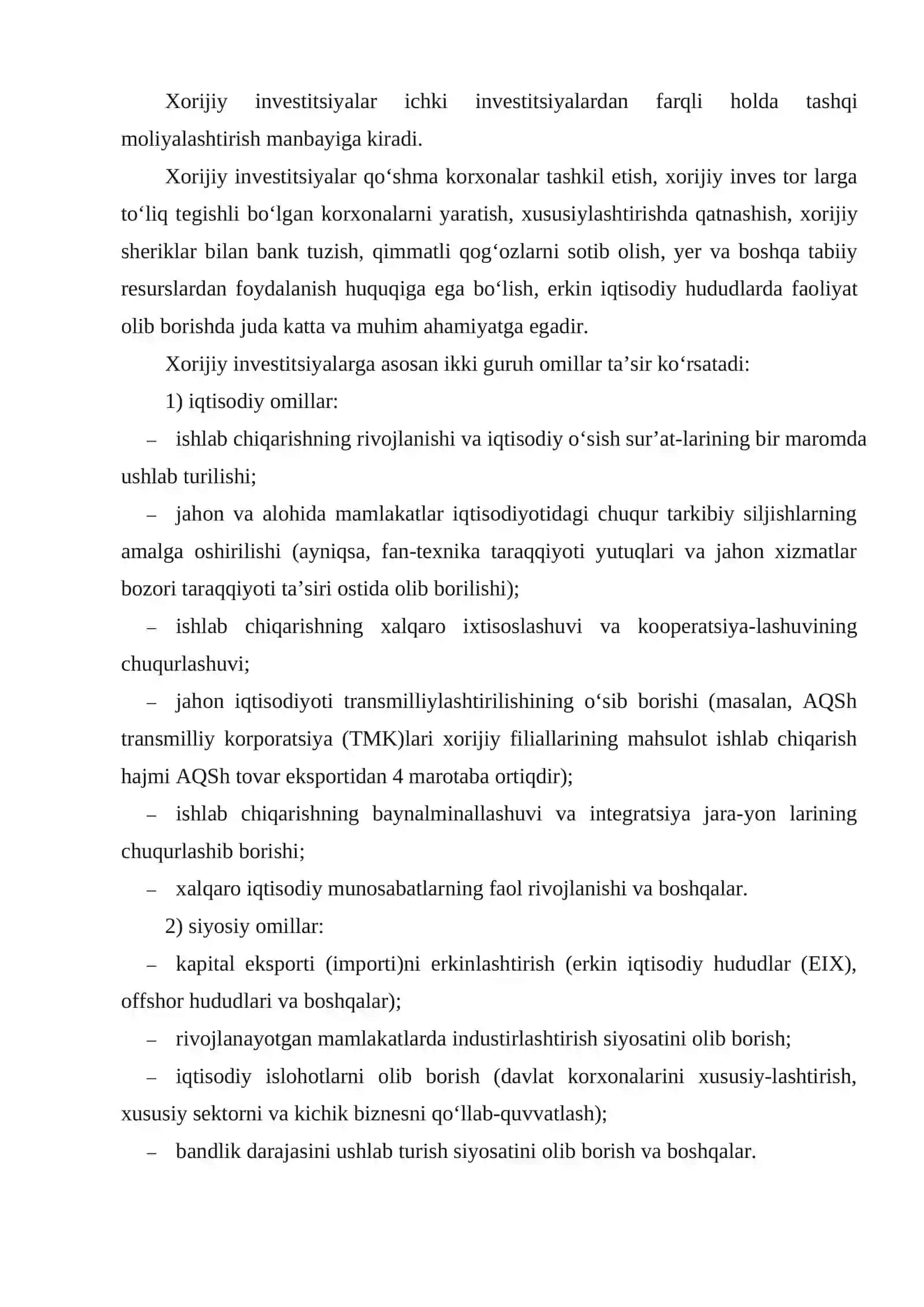 Iqtisоdiyotni rivоjlаntirishdа хоrijiy investitsiyalаrning ahamiyati 3