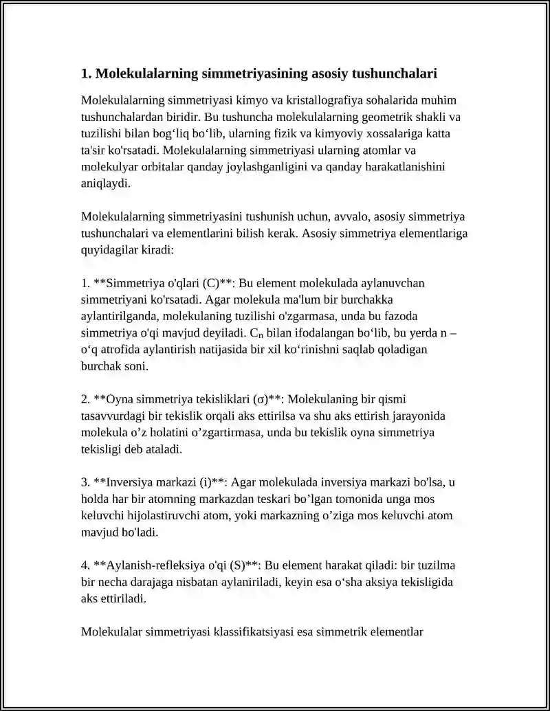 MALEKULALARNING SIMMETRIYASI 3