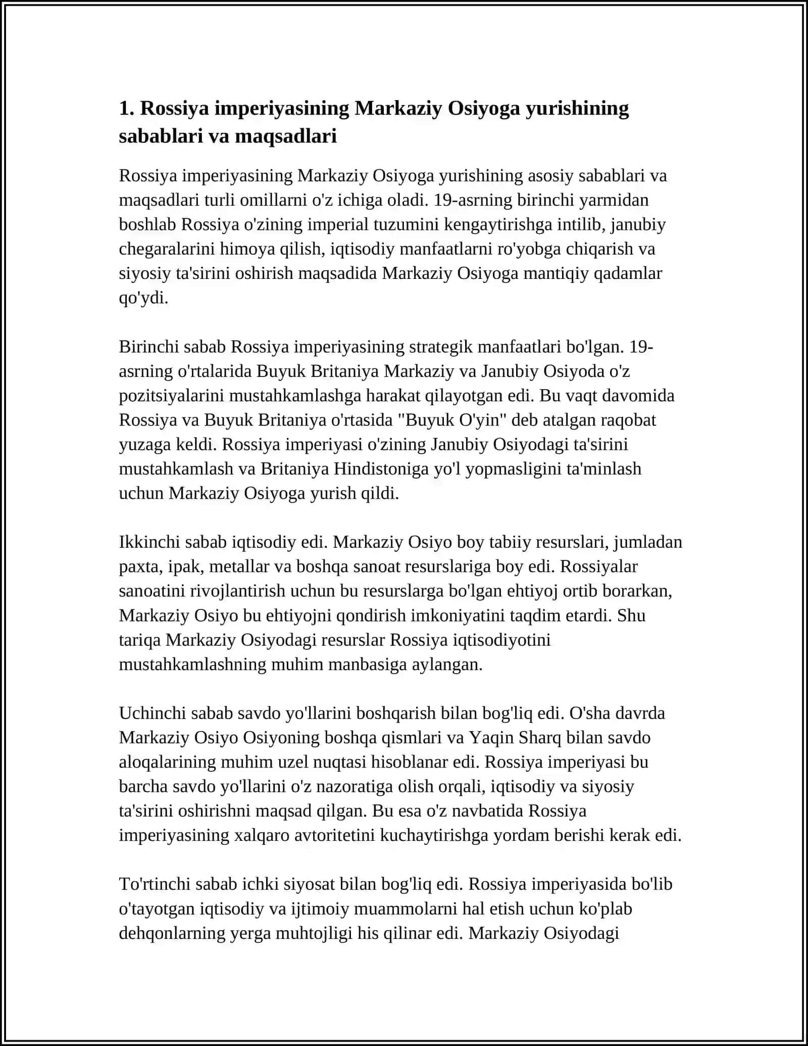 RUSSIA IMPERIASINING ORTA OSIYAGA YURISHI VA TURKISTAN GENERAL GUBERNATORINI TASHKIL TOPISHI 3
