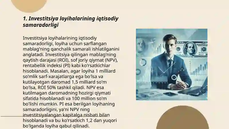 Investitsion loyihalar moliyaviy tahlili mohiyati 3