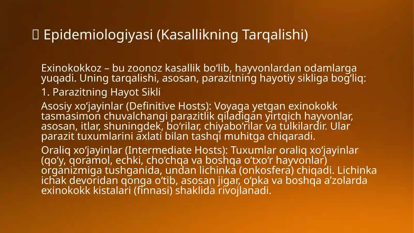 EXINOKOKK KASALLIGINI EPIDEMIOLOGIYASI VA PROFILAKTIKASI 3