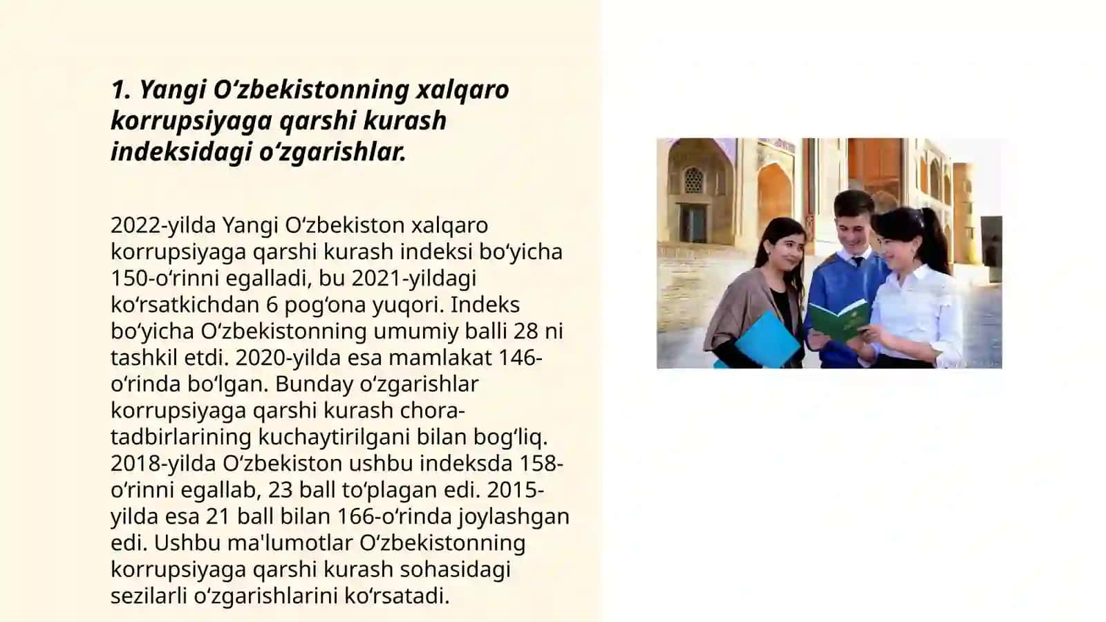 Yangi O‘zbekiston ijtimoiy-siyosiy, iqtisodiy va madaniy hayotida o‘zgarishlar 3