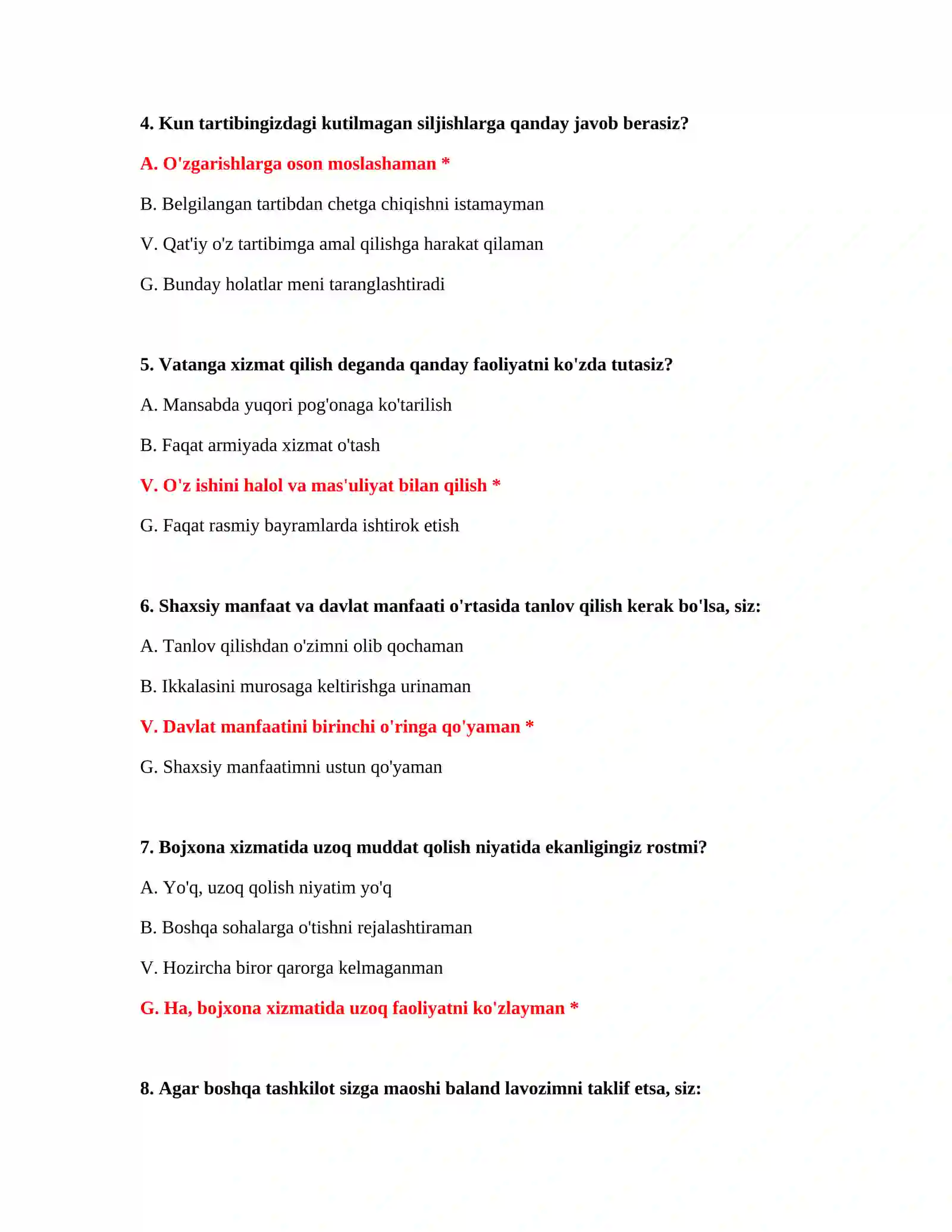 Bojxona test savollari 2026 3