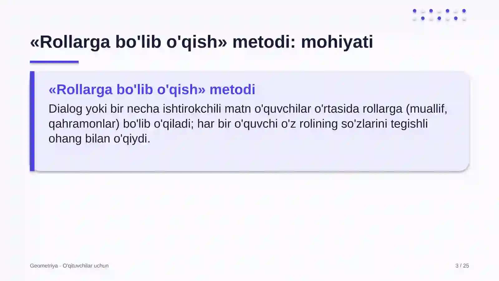 geometriya darslarida rollarga bo'lib o'qish metodidan foydalanish 7732 3