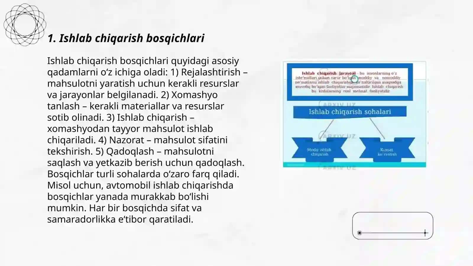 Ishlab chiqarish jarayoni va uning natijalari 3