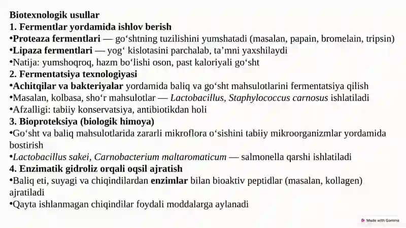 Go‘sht va baliqni qayta ishlash biotexnologiyasi 3