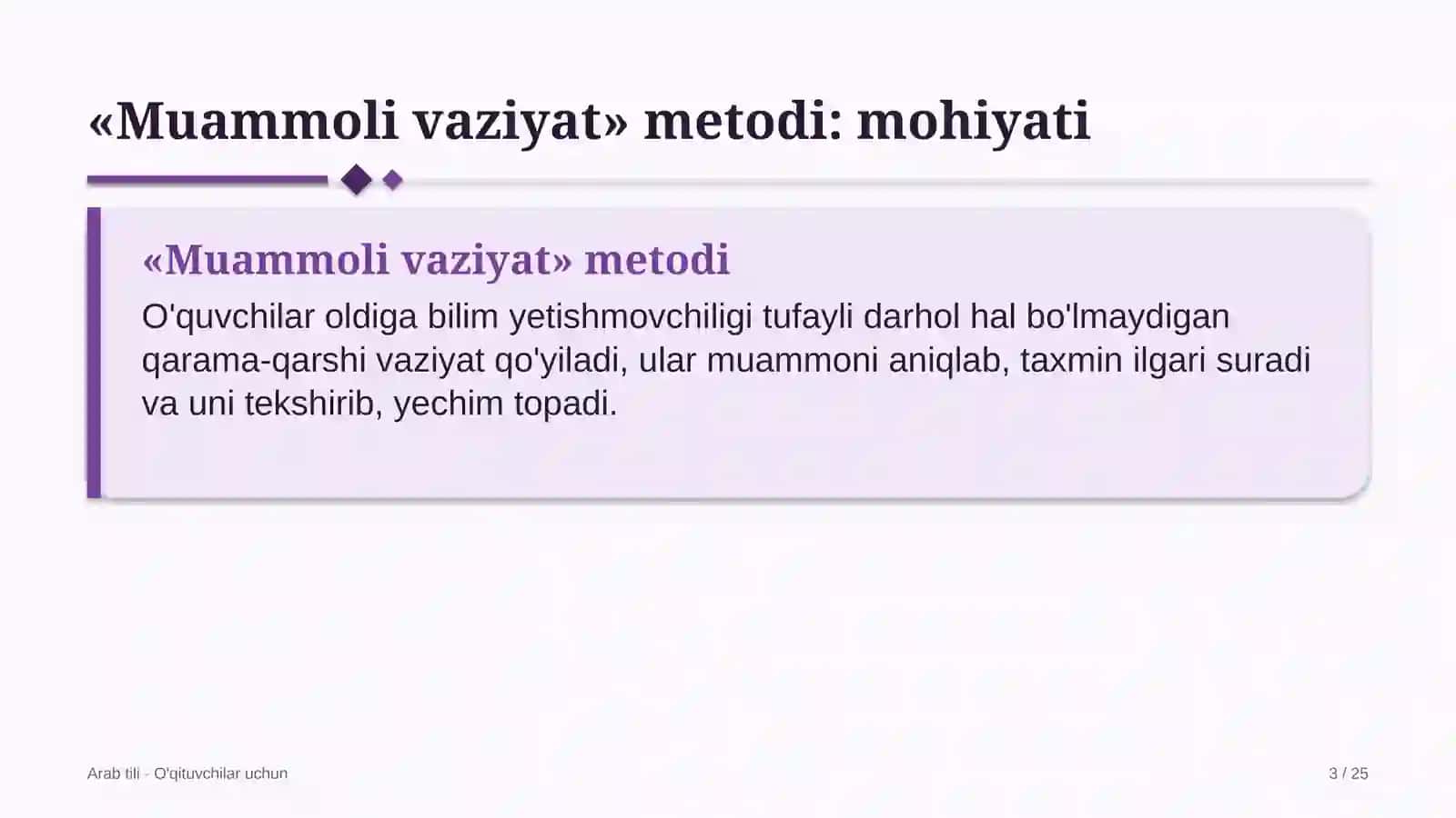 arab tili darslarida muammoli vaziyat metodidan foydalanish 3635 3
