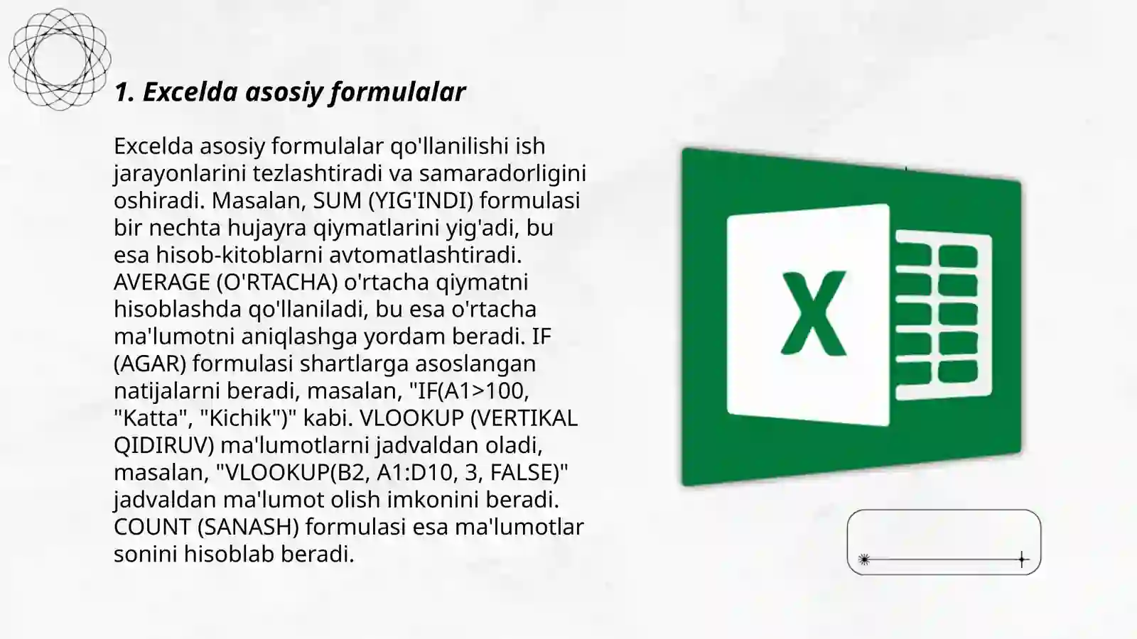 Excelda asosiy formulalar 3