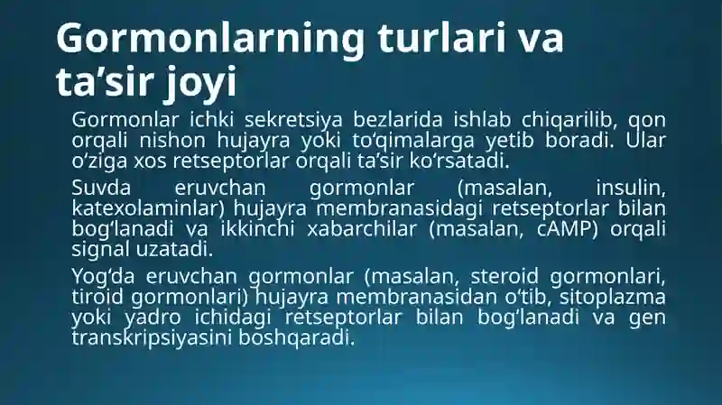 Garmonlarning ta’sir mexanizmi 3