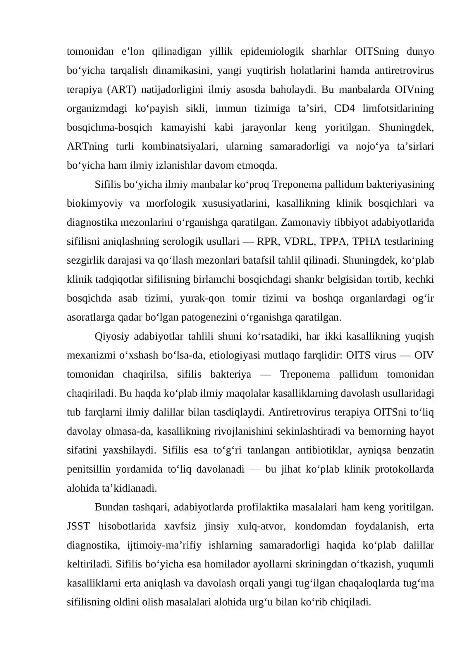 OITS va Sifilis qo‘zg‘atuvchilari, ular keltirib chiqaradigan kasalliklar, o‘xshash va farqli jihatlari 3