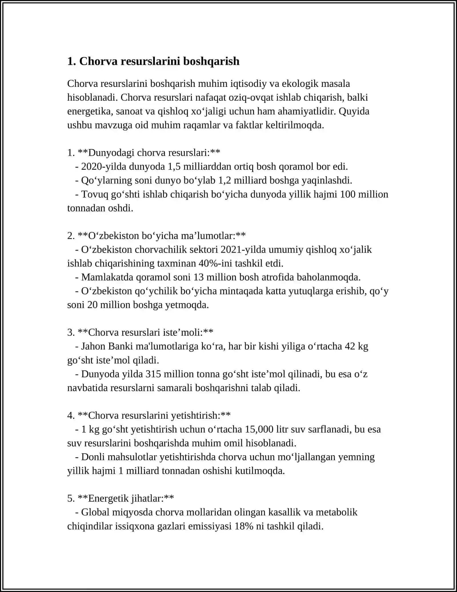 CHORVACHILIKNI QISHLOQ XOJALIGIDAGI O’RNI 3