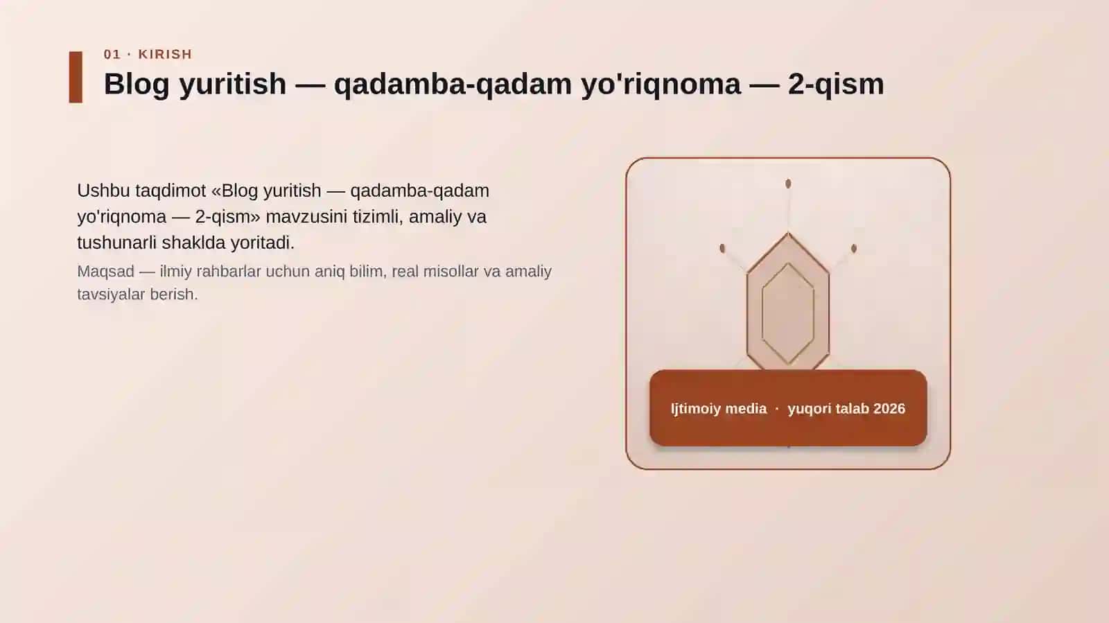 Blog yuritish — qadamba-qadam yo'riqnoma — 2-qism 3