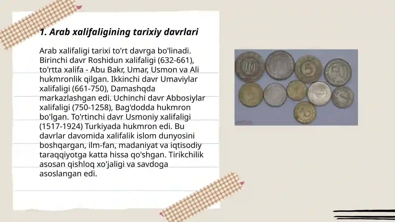 Arab xalifaligi.Somoniylar davlati tangalari. VIII XIII asrlarda O'rta Osiyo tangalari 3