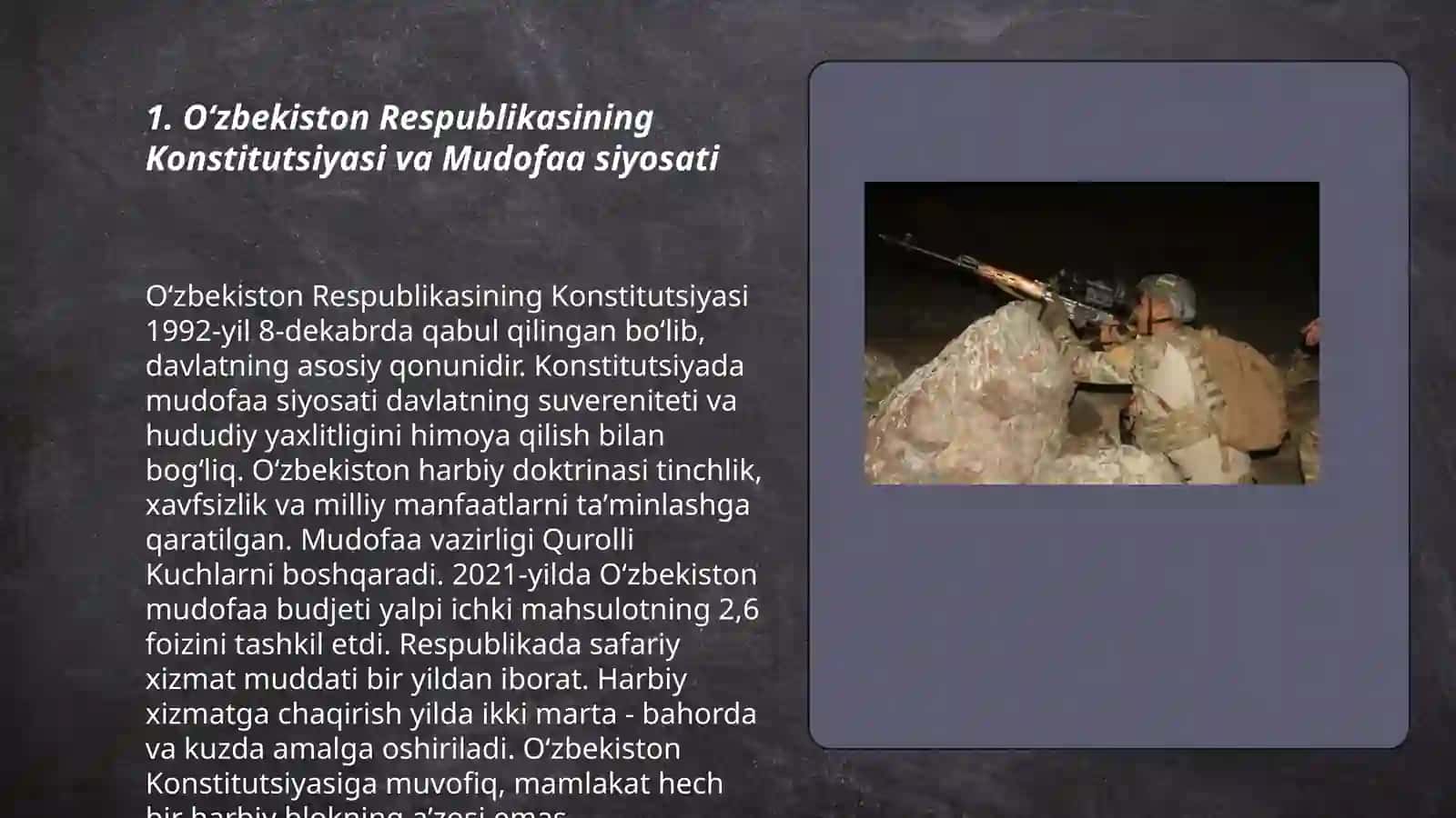 Oʻzbekiston Respublikasi Mudofaa va Xavfsizlikning taminlanishi 3