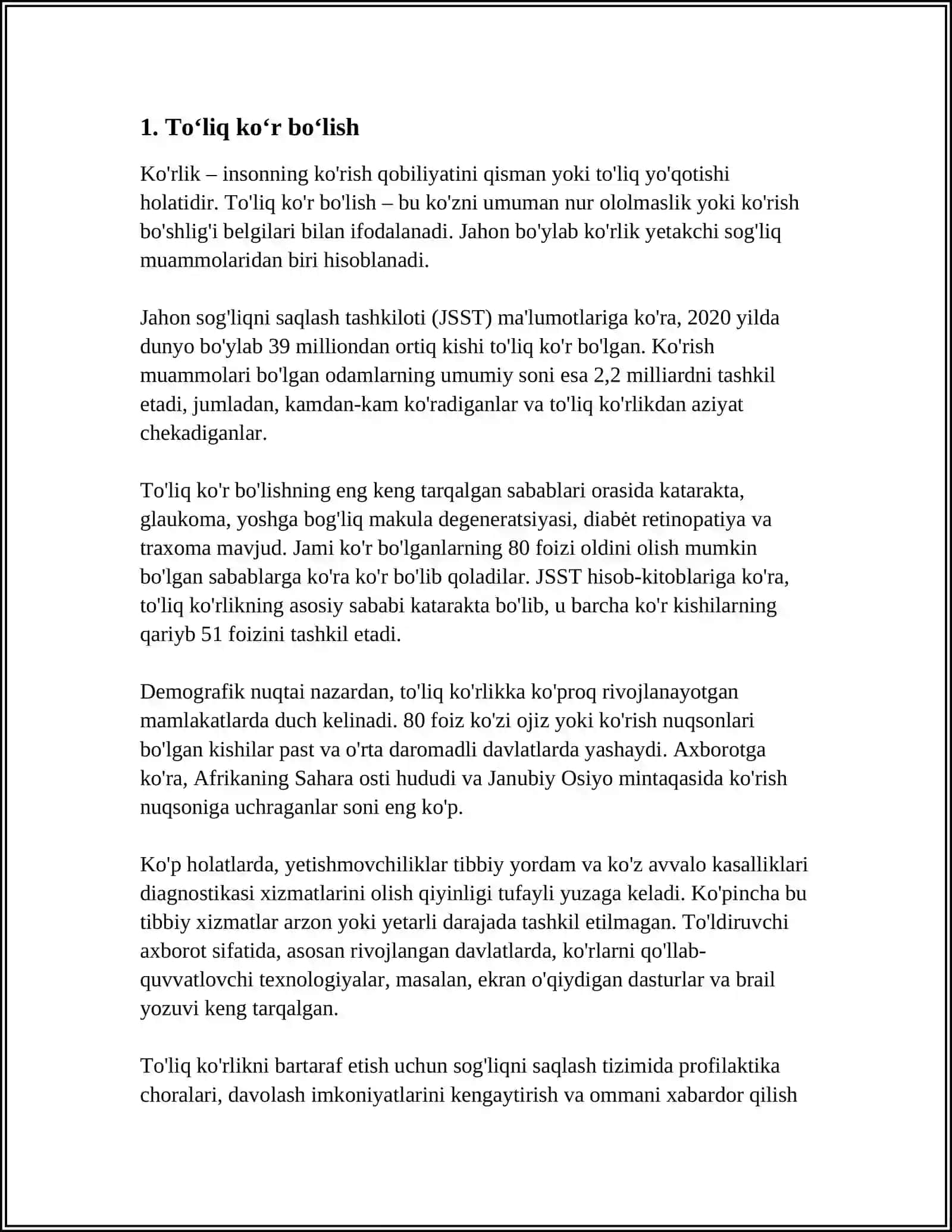 KOʻZI OJIZLIKNING DARAJALARI 3