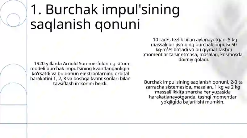 Aylanish oʻqiga nisbatan impuls momenti 3