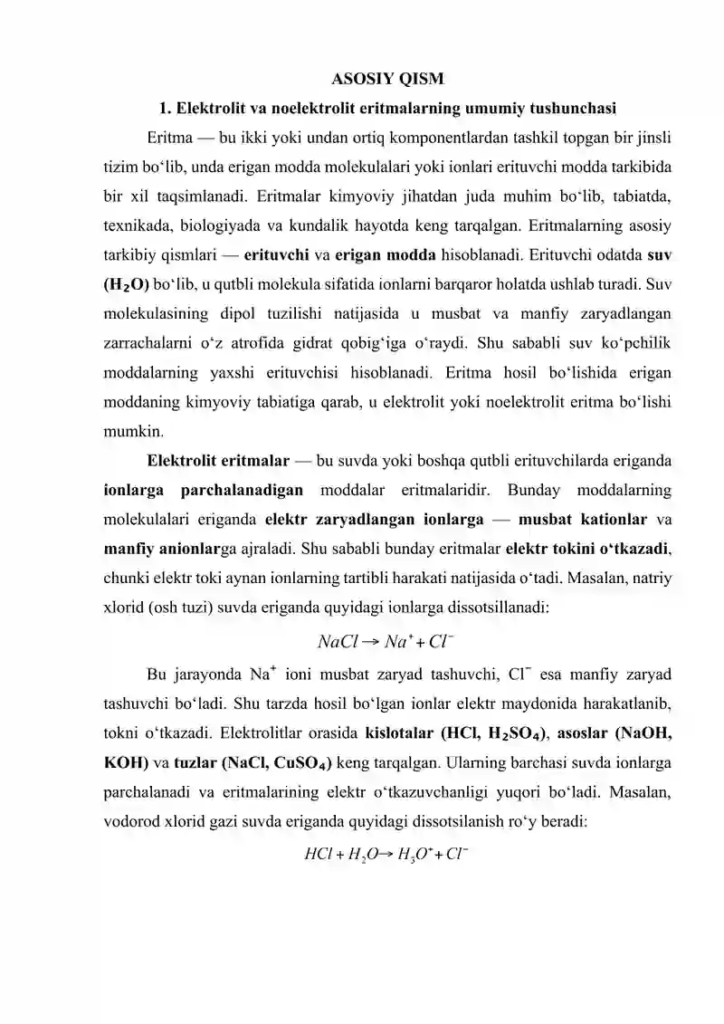 Elektrolit va noelektrolit eritmalarning xossalari 3