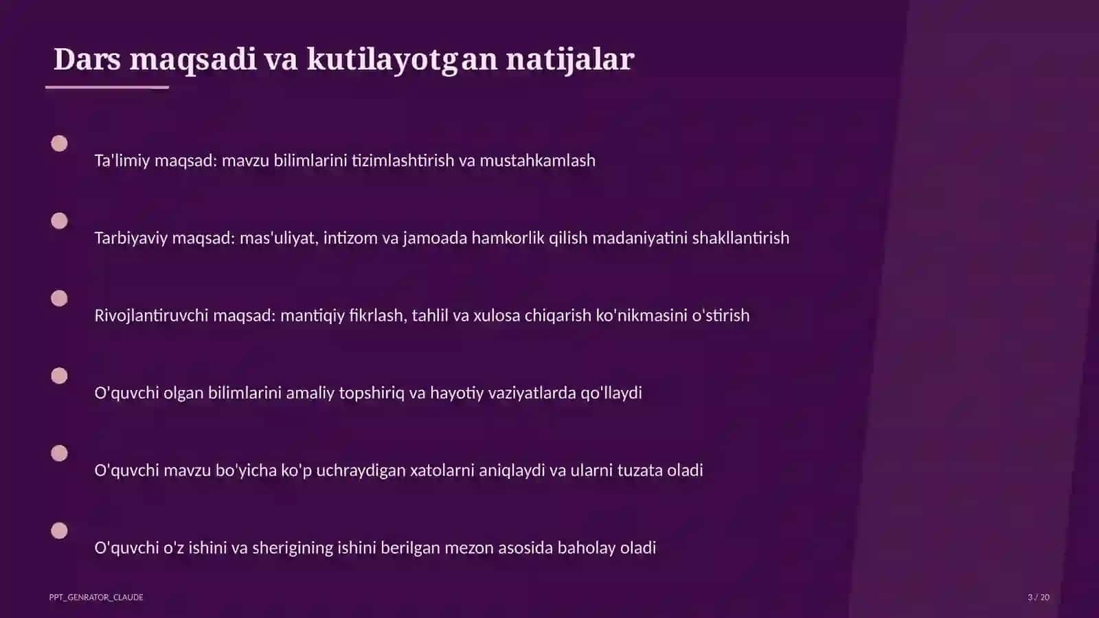 Dars rejasi 3