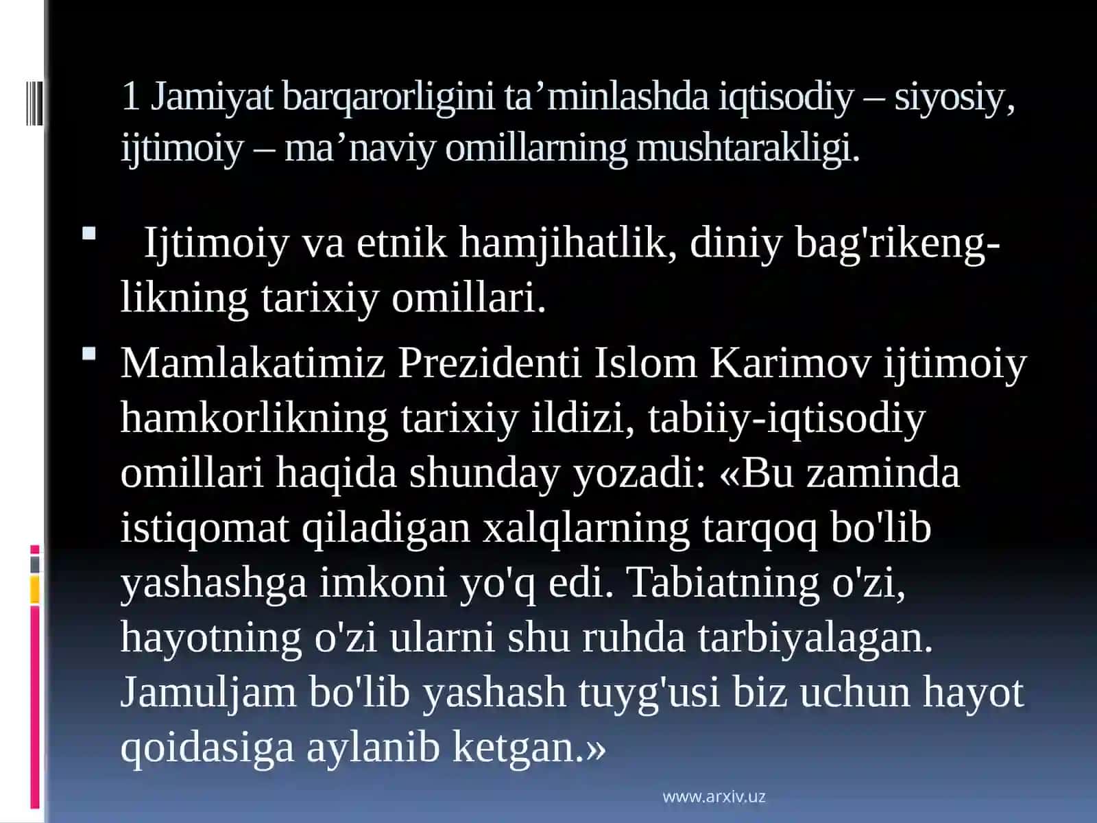 Oʻzbekistonning mintaqadatinclik va barqarorlik nit'aminlash borasidagi siyosati 3