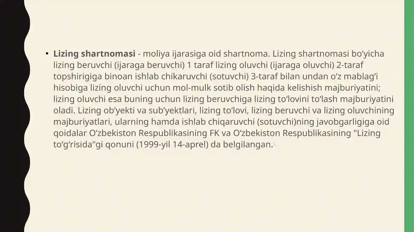 Lizing shartnomasi va lizing obekti bilan bog’liq risklar 3