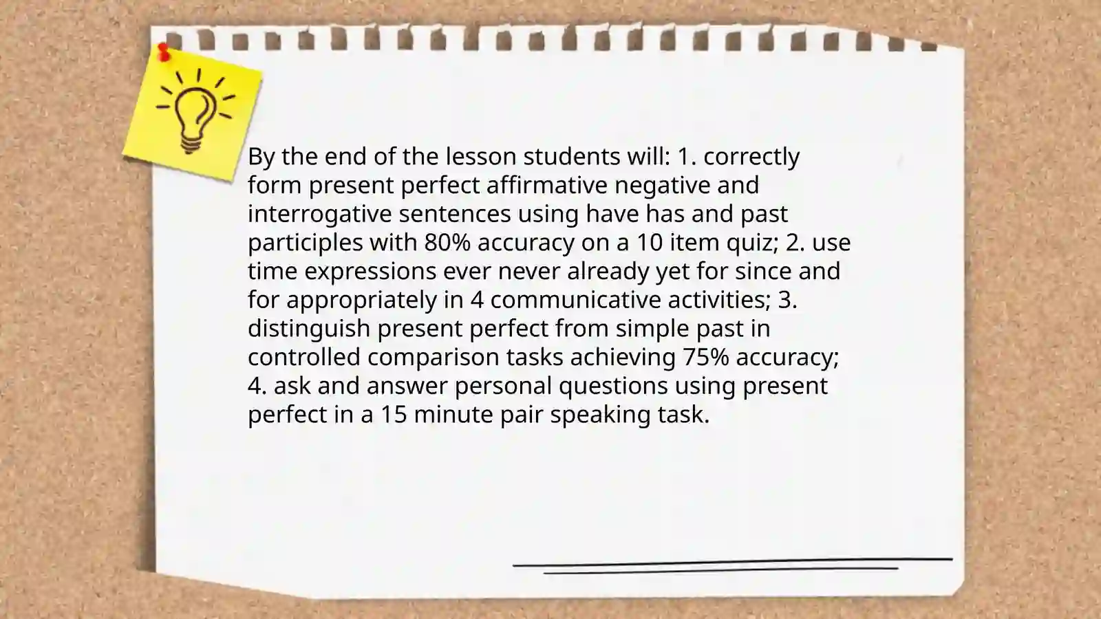 present perfect lesson plan 3