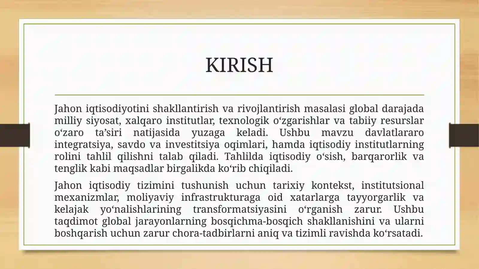 Jahon iqtisodiyotini shakllantirish va rivojlantirish 3