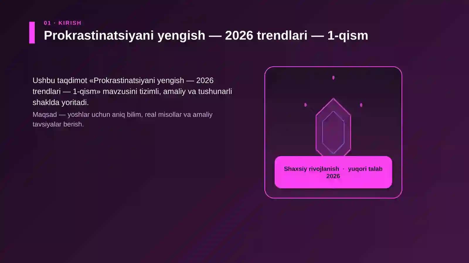 Prokrastinatsiyani yengish — 2026 trendlari — 1-qism 3
