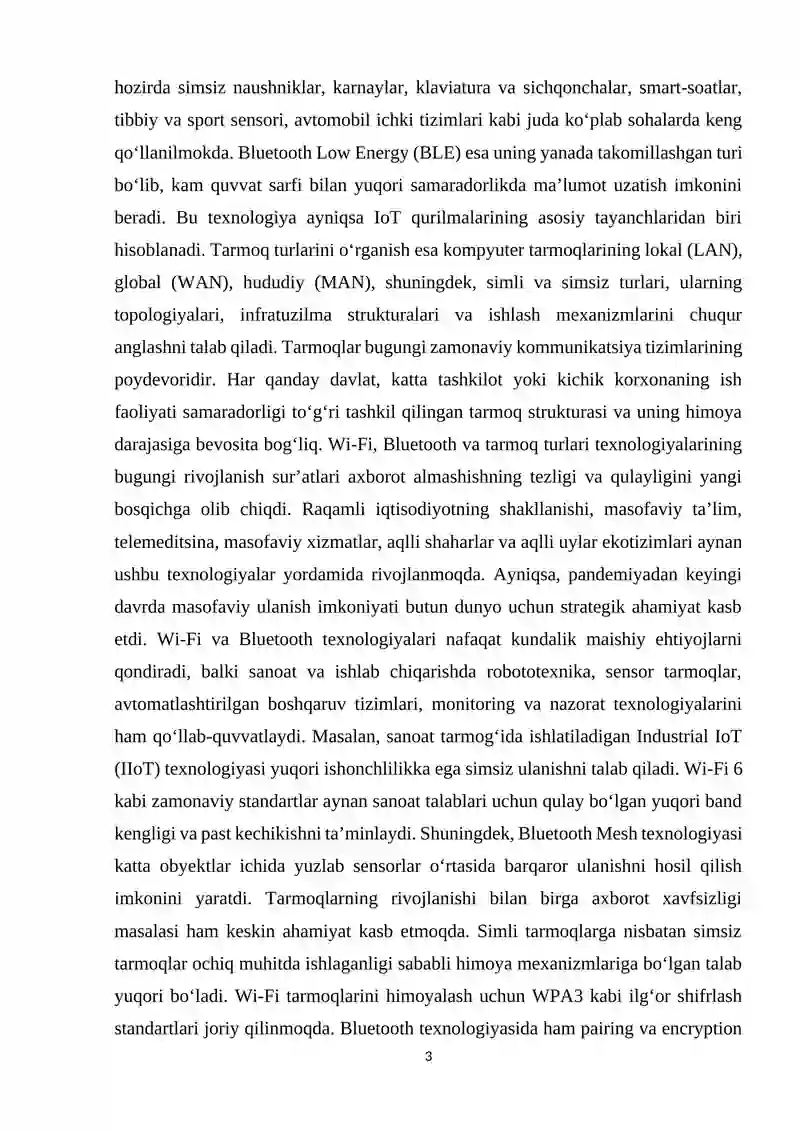 Wi-fi, Bluetooth va tarmoq turlari 3