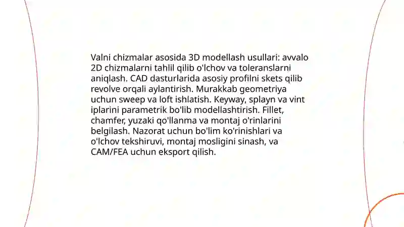 Valning 3D modelini yaratish usullari 3