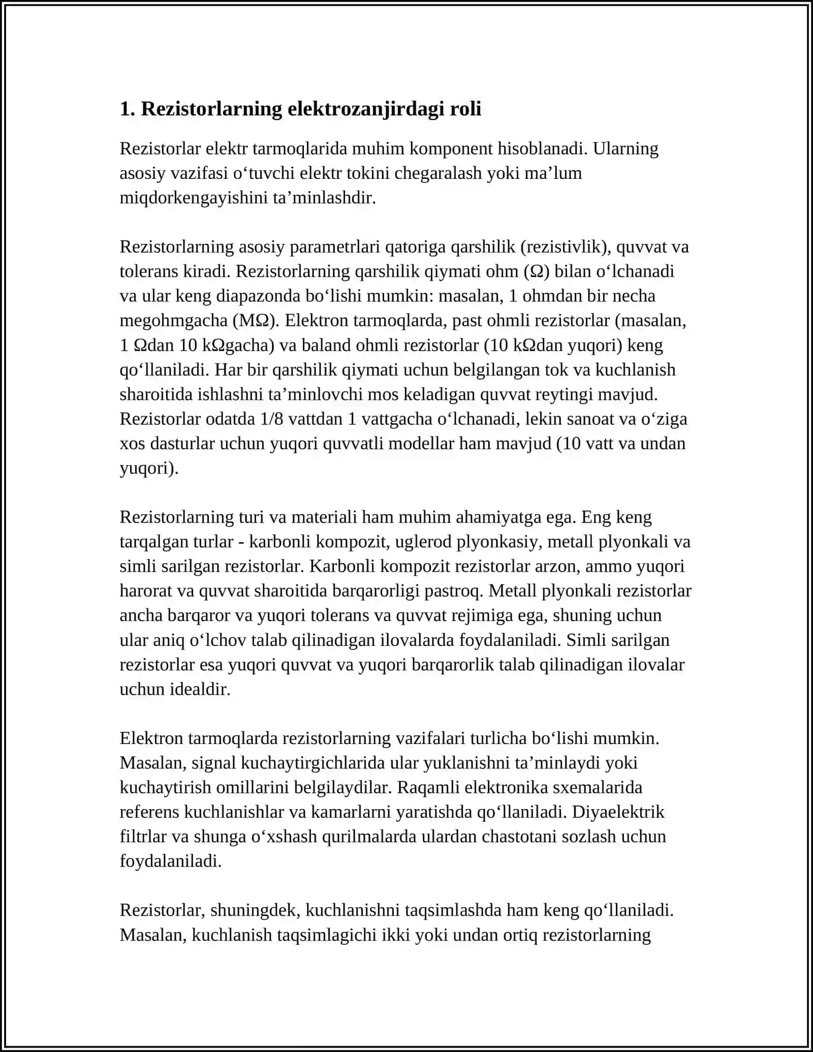 RESISTOR INDIKTIV GʻALTAK VA KONDENSATOR ELEMENTLARI KETMA KET PARALLEL VA ARALASH ULANGAN BIR FAZALI SINUSOIDAL OʻZGARUVCHAN TOK ELEKTR ZANJIRLARINI TEKSHIRISH 3