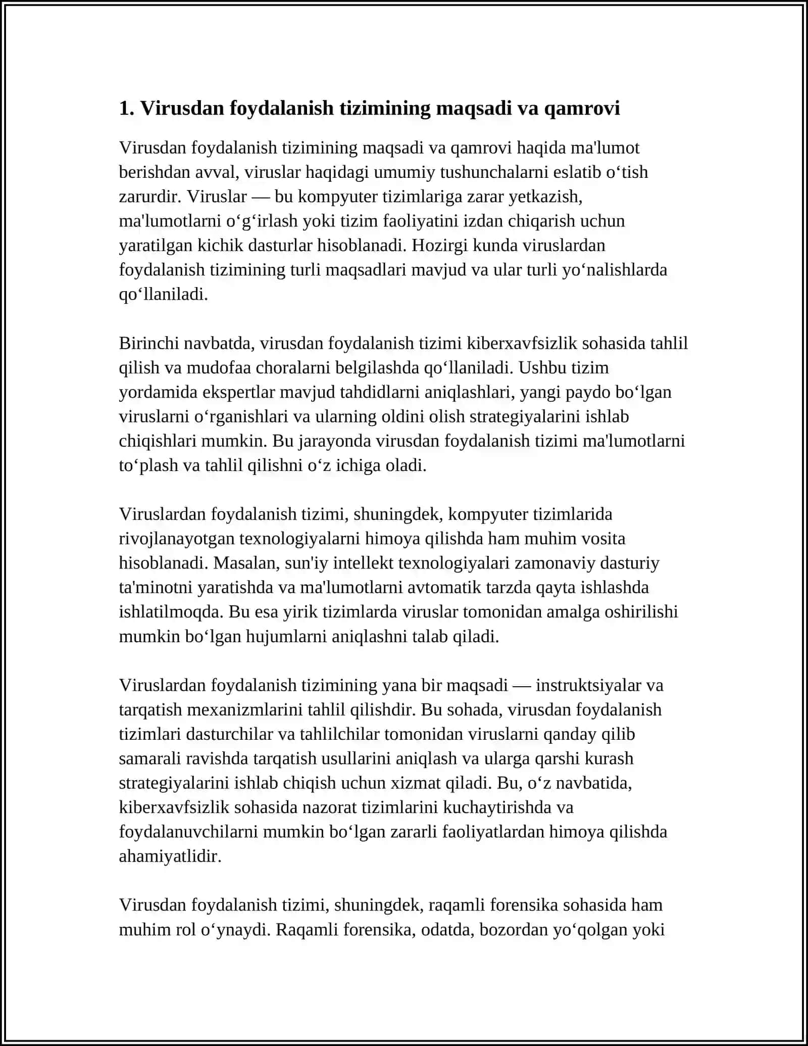 VIRUSDAN FOYDALANISH TIZIMINI YARATISH 3