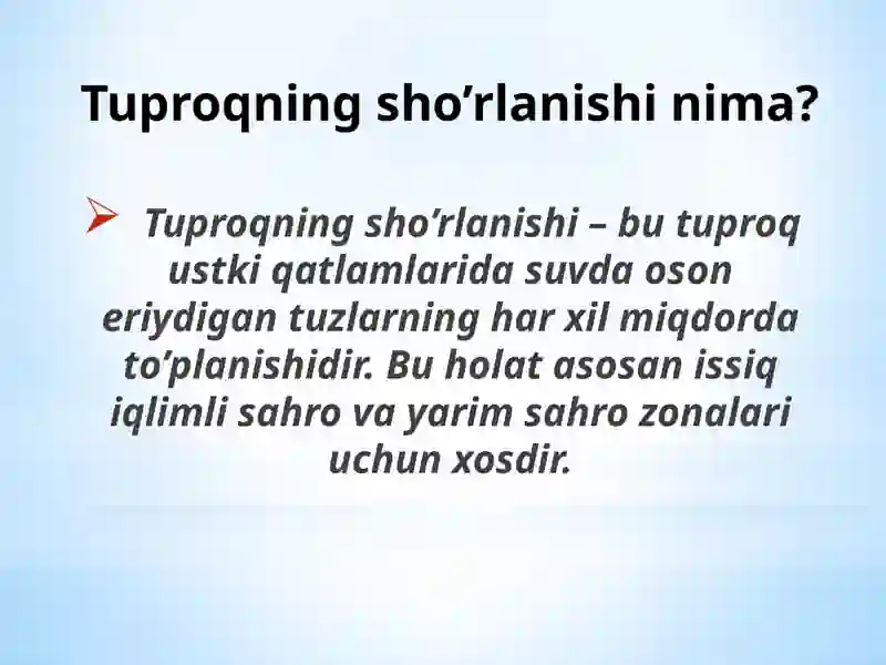 Sho’rlangan tuproqlar 3